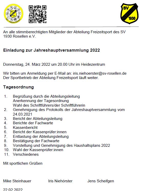 Einladung JHV FZ 2022
