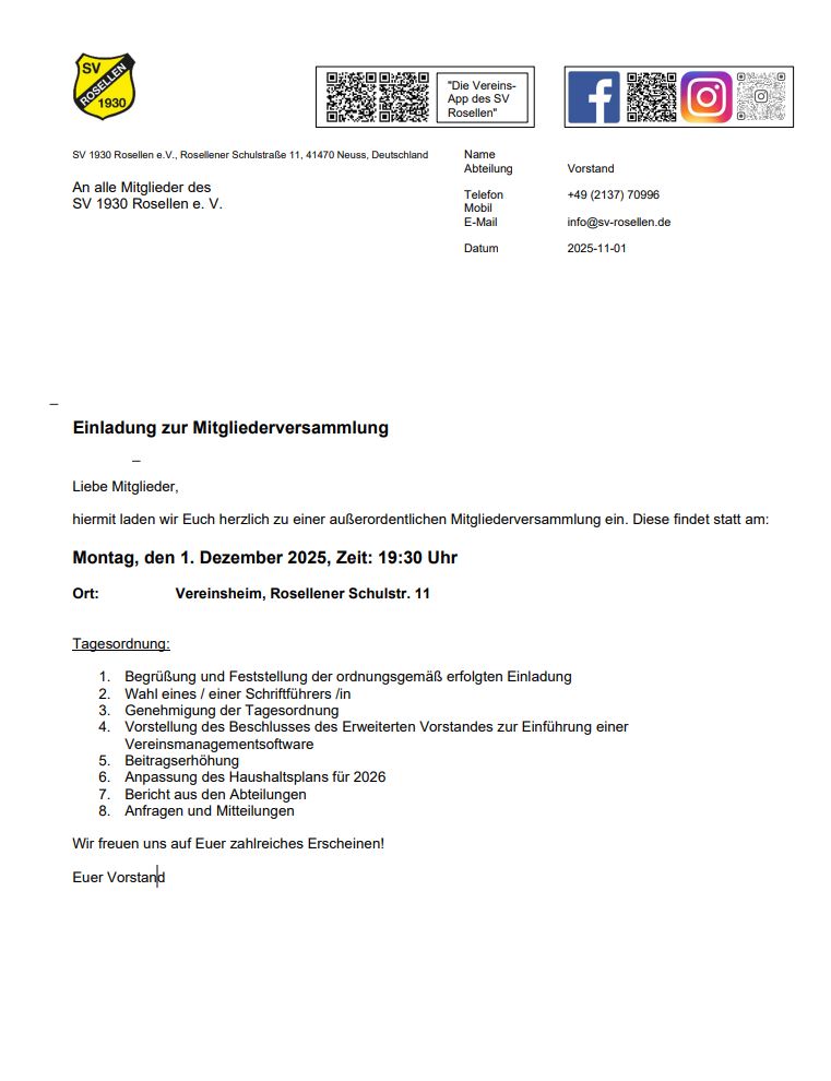 Einlafdung JHV 1.12.2025