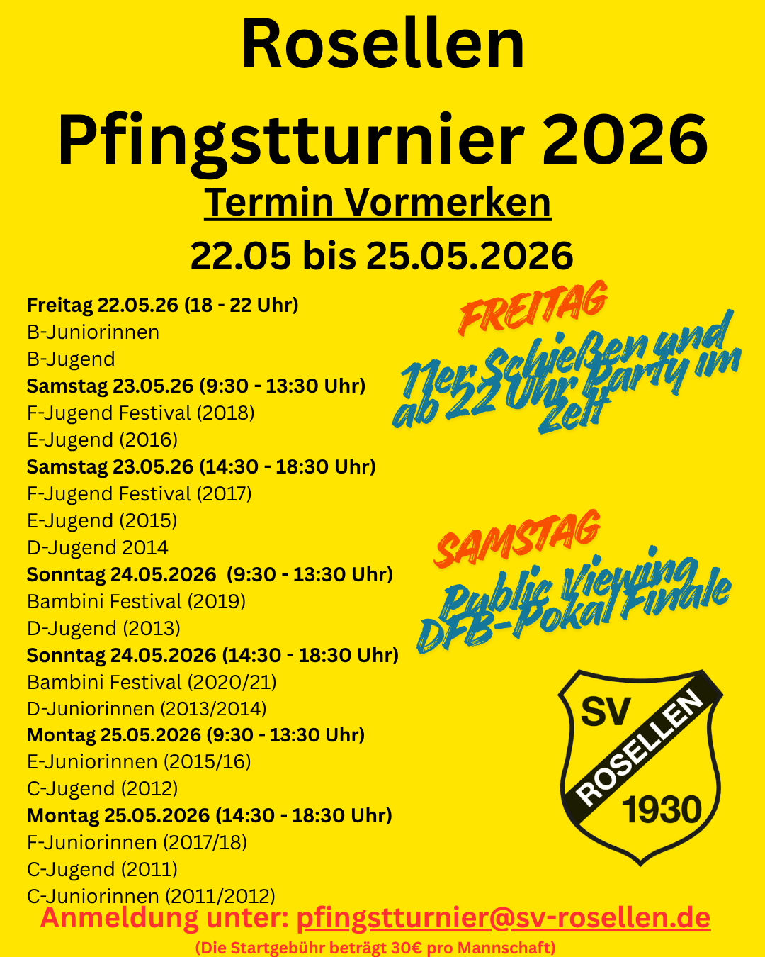 Termin Vormerken Rosellener Pfingstturnier 2026